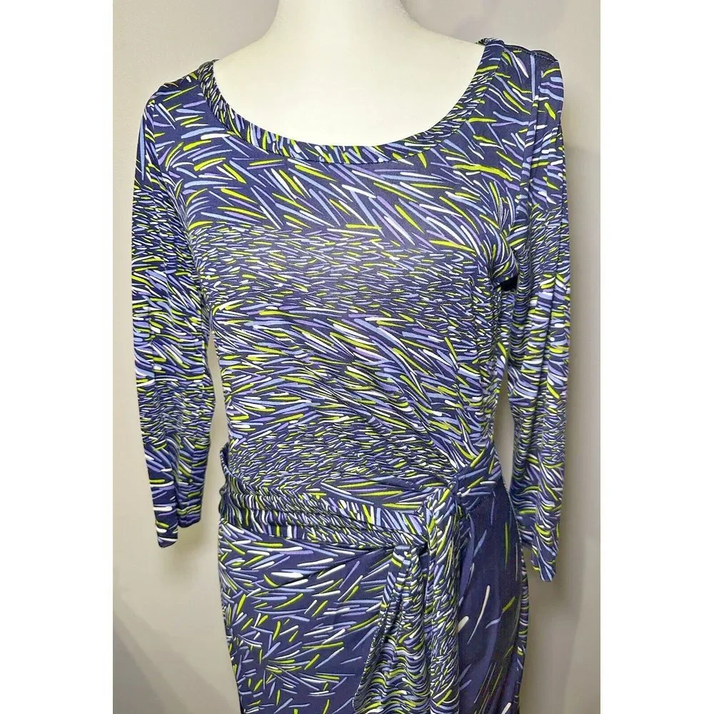 Diane von Furstenberg for Neiman Marcus‎ 100% Silk Dress Size 4 Navy Multicolor - Picture 2 of 9